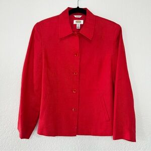 Talbots Women’s 12 Petite Orange 100% Irish Linen Button Front Blazer Jacket